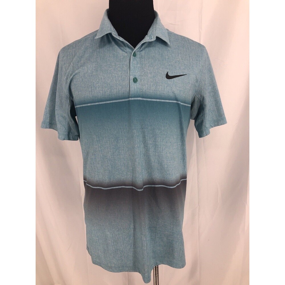 Nike Mobility Stripe Blue Golf Polo Standard Fit 725537 Medium Desert Springs